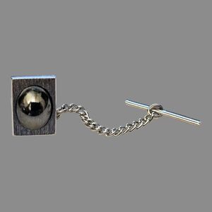 Sarah Coventry Men's Tie Tack Silver Tone Textured Square Ball & Chain Lapel Pin